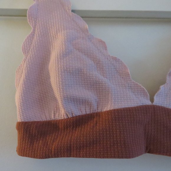 MARYSIA Santa Clara Scalloped Light Pink Textured Triangle Bikini Top - Sz XS - Picture 7 of 16